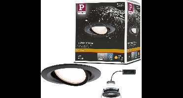 LED-inbouwlamp Nova Plus Coin Enkele lamp zwenkbaar IP65 rond 93 mm 30° Coin 6W 470lm 230V dimbaar 2700K Zwart mat