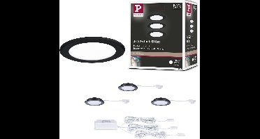 LED-meubelinbouwlampen Set van 3 rond 65mm 3x2,5W 3x180lm 230/12V 4000K Zwart mat