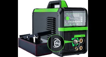 Elektrode Lasmachine - Lasmachine - Lasapparaat - Digitaal Inverterlassen - Draagbare MIG-lasser - met Voetpedaal - HF - AC TIG - DC TIG - 2T - 4T - SPOT - ARC - 220V - IGBT - Groen/Zwart