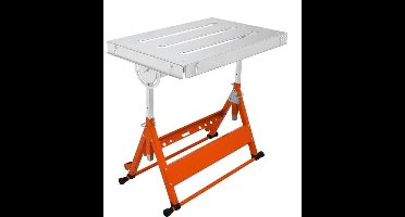 Lastafel - Mobiele Werkbank - Draagbare Werkbank - Opvouwbare - Stalen Tafelblad - met 3 Kantelbare Hoeken - 77 x 57 x 84 cm - Zilver & Oranje