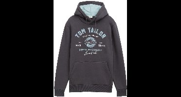 Tom Tailor - Hoodie-sweatshirt met logoprint - Maat S - Tarmac Grey