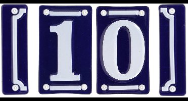 Best for Boots huisnummer 10 met sierrand - Oudhollands - emaille - blauw/wit