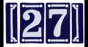 Best for Boots huisnummer 27 met sierrand - Oudhollands - emaille - blauw/wit