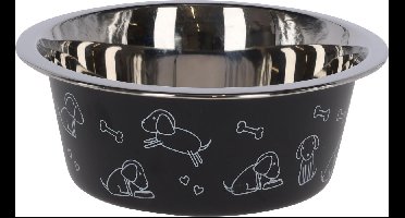 Kerbl Voederbak RVS zwart met motief 900ML