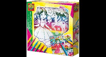 SES Creative - Hobby Pink - Metallic - Canvas met 6 viltstiften - Knutselen Meisjes - Tekenen - Vanaf 3 jaar