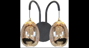 Highlight Wandlamp Golden Egg 2 Lichts Led Amber - Zwart