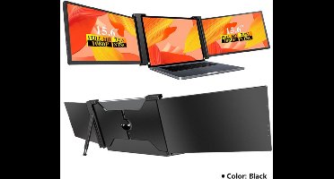 Virello® Portable Monitor Pro 2025 - 2x Full‑HD IPS 15,6″ scherm - Voor Laptops van 15.6" t/m 18.1" - Laptopscherm uitbreider - USB-C/USB-A & HDMI - Inclusief Hoes & Kabels - Zwart - 2 jaar garantie