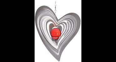 BlinQ Art Windspinner Hart RVS - 162x169mm - Glaskogel 35mm rood