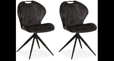 MX Sofa - Eetkamer stoel River - Antraciet (set van 2 stuks)