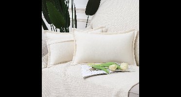 Boraboi® Zachte en stijlvolle chenille kussenslopen met franjes voor bank en slaapkamer, 40 x 60 cm, set van 2
