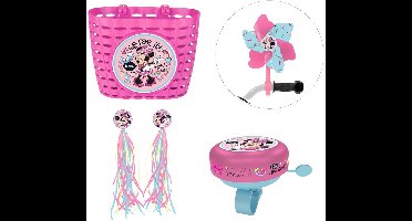 Minnie Mouse Fiets accessoires ; Mand, Fietsbel Franjes en Molen