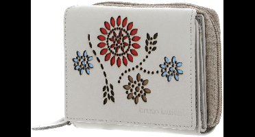 bruno banani Leren portemonnee Zip Wallet With Flap Ecru beige