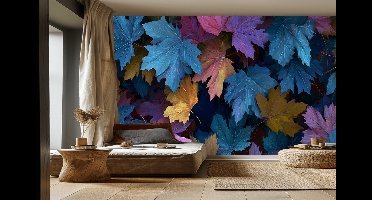 Vliesbehang Fotobehang - Vibrant Maple Leaf Symphony - 250x150 centimeter