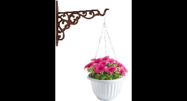 Hangpot + Muurhaak Rimini - antraciet - D20 cm - kunststof - metaal - tuinaccessoires