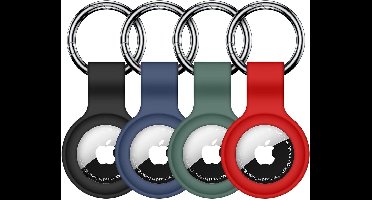 4 Pack - Sleutelhanger set voor Apple AirTag Zwart / Blauw / Groen en Rood - Waterdicht optie - Beschermhoes - AirTag Houder - AirTag Hanger - AirTag Hoesje