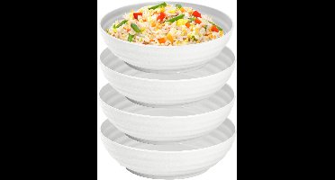 Plasticforte Rond bord/camping - 8x - diep bord/schaaltje - D19 x H5.5 cm - creme wit - kunststof - soepborden - onbreekbaar servies