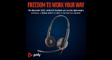 POLY Blackwire 3220 Stereo USB-C Headset + USB-C/A adapter