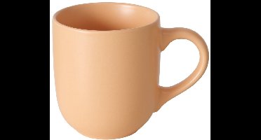 Boltze Koffiemokken Paris - 1x stuks - Keramiek - pastel oranje - 300 ml - 8 x 10 cm