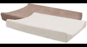Jollein Aankleedkussenhoes - 50x70cm - Badstof - Milky Coffee/Ivory - 2 stuk