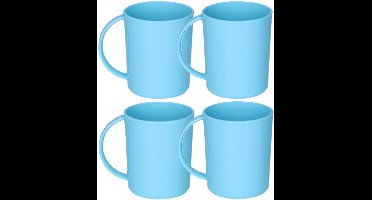 Plasticforte onbreekbare Drinkbekers - 6x - kunststof - 350 ml - blauw - kinderen - camping- mokken