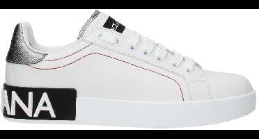 Leather Low-Top Sneakers with Logo Detailing Wo - White