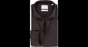 Michaelis slim fit heren overhemd - popeline - donkerbruin - Strijkvriendelijk - Boordmaat: 39