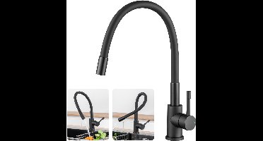 SOFETIY MAX Keukenkraan - Flexibele Keukenkraan - 360° Roterende Keukenmengkraan - Mengkraan - Flexibele Slang - Zwart