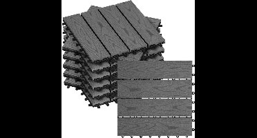 WARRAICH-WPC Dektegels Houtlook - Vloerbedekking met In Elkaar Grijpend Systeem (11 Stuks), Grijs