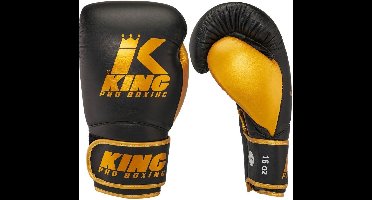 King Star 16 Bokshandschoenen - Leer - Zwart / Goud - 14 oz.