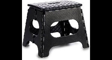 Kipit Inklapbaar keukenkrukje/opstapje - zwart - kunststof - 30 x 27 cm - opstapkrukje