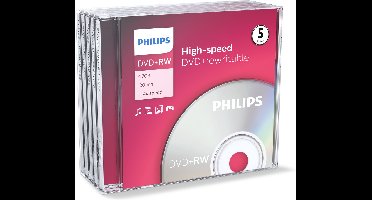 Philips DW4S4J05F - DVD+RW - 4.7GB - Speed 4x - Jewelcase - 5 stuks