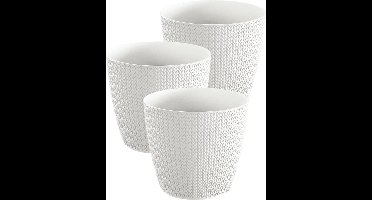 Prosperplast Plantenpot - Set van 3x stuks - parel wit - kunststof - D16 x H14 cm - Stijlvol - buiten/binnen