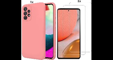 Hoesje Geschikt Voor Samsung Galaxy A72 Hoesje Soft Nano Silicone Backcover Gel Roze Met 2x Glazen Screenprotector