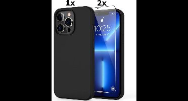 Hoesje Geschikt voor iPhone 11 Pro Max Hoesje Soft Nano Silicone Backcover Gel Zwart Met 2x Glazen screenprotector