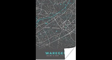 Poster België – Waregem – Stadskaart – Kaart – Blauw – Plattegrond - 20x30 cm