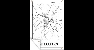 Tuindecoratie Stadskaart – Plattegrond – België – Zwart Wit – Braine le Comte – Kaart - 40x60 cm - Tuinposter - Tuindoek