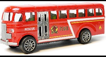 Speelgoed busje brandweerwagen - Brandweer bus - pull-back drive - Die Cast voertuig - 13.5CM