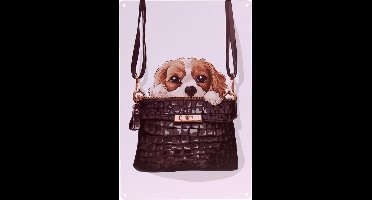 Metalen plaatje hondje in tas - 21x33 cm