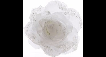 3x Kerstboom decoratie roos bloem winter wit 14 cm