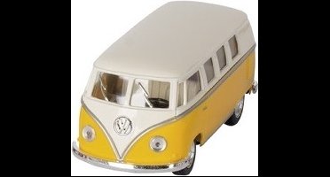 Modelauto Volkswagen T1 two-tone - geel/wit - 13 cm - speelgoed auto schaalmodel - miniatuur model
