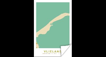 Poster Eiland - Vlieland - Kaart - Plattegrond - Stadskaart - 20x30 cm
