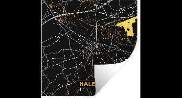 Muurstickers - Sticker Folie - Halen - Goud - Plattegrond - Kaart - Stadskaart - 30x30 cm - Plakfolie - Muurstickers Kinderkamer - Zelfklevend Behang - Zelfklevend behangpapier - Stickerfolie