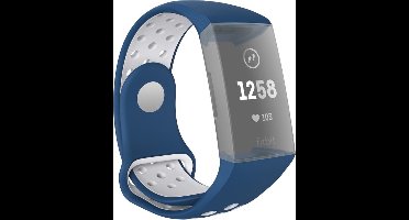 Hama Sportpolsband Voor Fitbit Charge 3/4 Ademend Horlogebandje Blauw/grijs