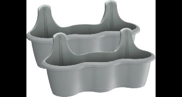 2x stuks muur/wand bevestiging plantenpotten/bloempotten kunststof 51 x 20 x 20 cm steengrijs