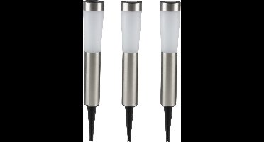 Grundig Prikspot - 3x - solar - tuinverlichting - RVS - 56 cm
