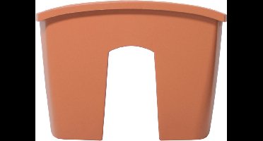Balkon railing opzet plantenbak/bloembak kunststof 24 x 28 x 20 cm terra cotta kleur voor buiten