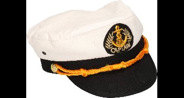 Kapitein verkleed pet - blauw/wit - polyester - scheepvaart - feestartikelen - voor kinderen 53
