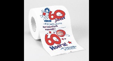 2x cadeau toiletpapier/wc-papier rol 60 jaar - 60e verjaardag - verjaardagscadeau - decoratie/versiering