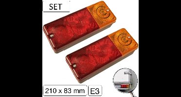 ProPlus Driekamer aanhangwagen achterlicht - 210 x 83 mm - Compleet unit - Set van 2 stuks
