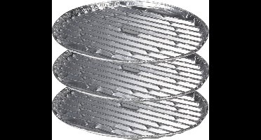 BBQ Collection Barbecue grillschalen - 9x stuks - 35 cm - ovaal - RVS - bbq rooster - Vlees grillen